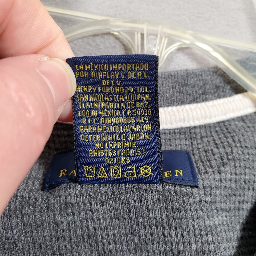Polo Ralph Lauren Thermal Shirt Mens XL Gray Henley Waffle Knit Gorpcore *READ - Picture 8 of 8